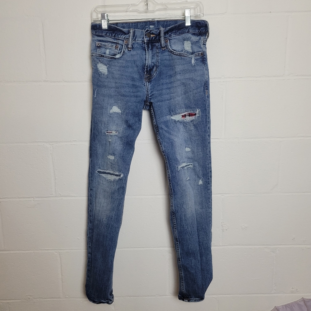 Old Navy Men's Slim Straight Distressed Patch Detail Jeans Size 29x30